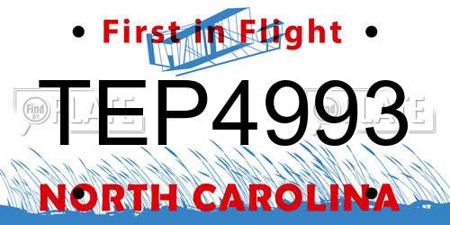TEP4993 North Carolina License Plate