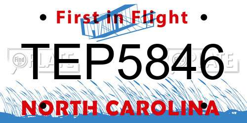 TEP5846 North Carolina License Plate