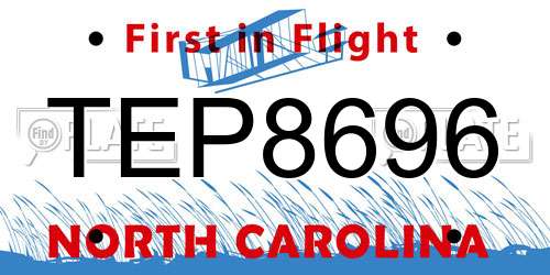 TEP8696 North Carolina License Plate