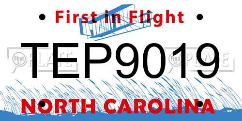 TEP9019 North Carolina License Plate