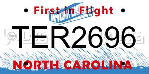 TER2696 North Carolina License Plate
