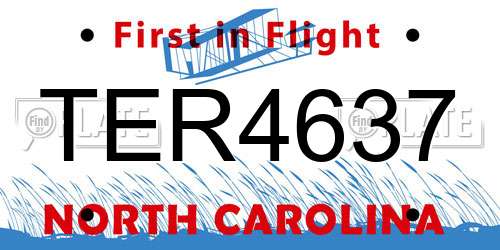 TER4637 North Carolina License Plate