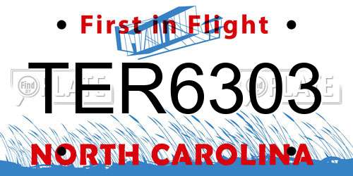 TER6303 North Carolina License Plate