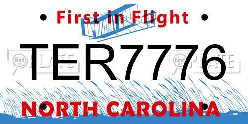 TER7776 North Carolina License Plate