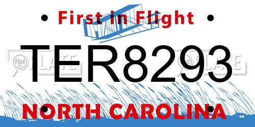 TER8293 North Carolina License Plate