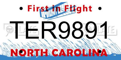 TER9891 North Carolina License Plate