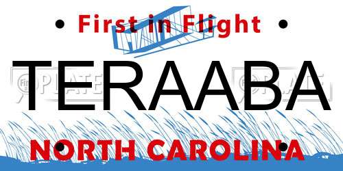 TERAABA North Carolina License Plate
