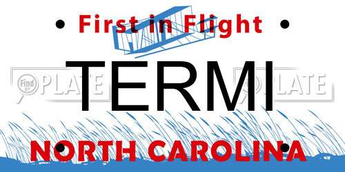 TERMI North Carolina License Plate