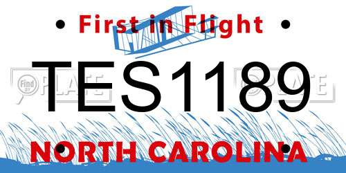 TES1189 North Carolina License Plate