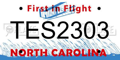 TES2303 North Carolina License Plate