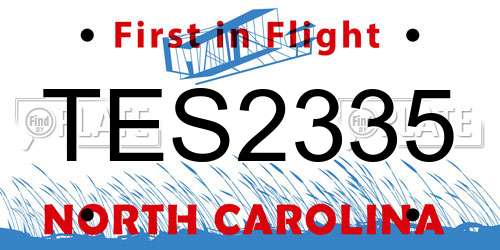 TES2335 North Carolina License Plate