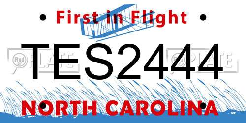 TES2444 North Carolina License Plate