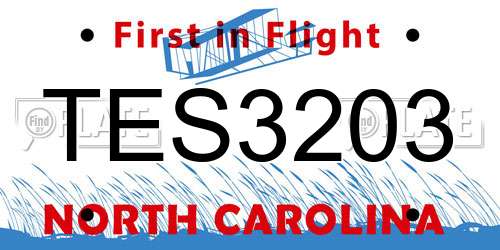 TES3203 North Carolina License Plate