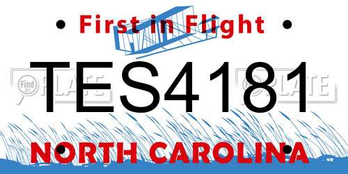 TES4181 North Carolina License Plate