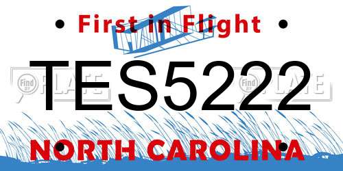 TES5222 North Carolina License Plate