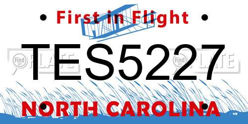 TES5227 North Carolina License Plate