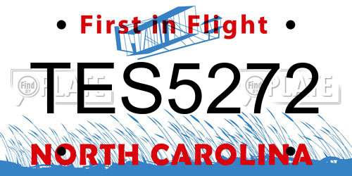 TES5272 North Carolina License Plate