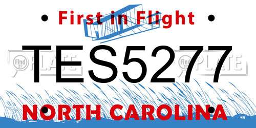 TES5277 North Carolina License Plate
