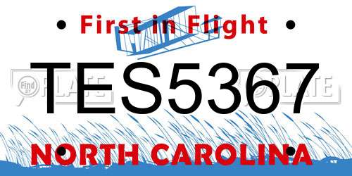 TES5367 North Carolina License Plate