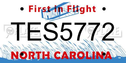TES5772 North Carolina License Plate