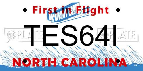 TES64I North Carolina License Plate