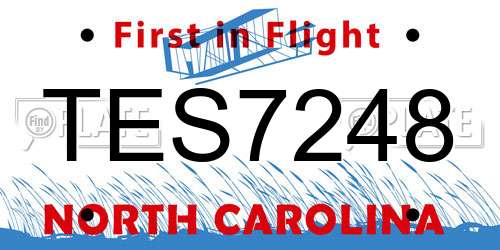 TES7248 North Carolina License Plate