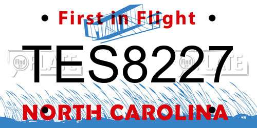 TES8227 North Carolina License Plate
