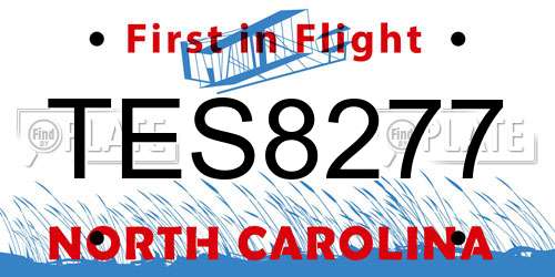 TES8277 North Carolina License Plate