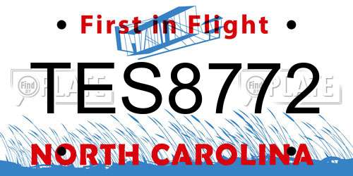 TES8772 North Carolina License Plate