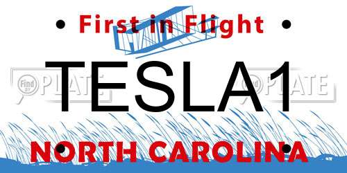 TESLA1 North Carolina License Plate
