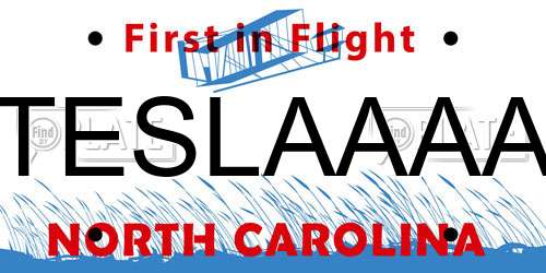 TESLAAAA North Carolina License Plate