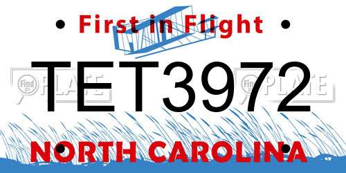 TET3972 North Carolina License Plate
