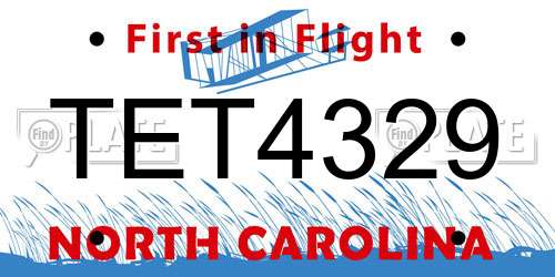 TET4329 North Carolina License Plate