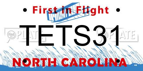 TETS31 North Carolina License Plate