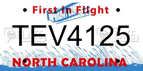 TEV4125 North Carolina License Plate
