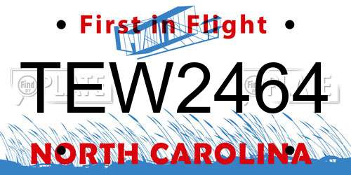 TEW2464 North Carolina License Plate