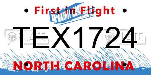 TEX1724 North Carolina License Plate