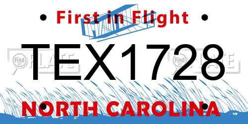 TEX1728 North Carolina License Plate