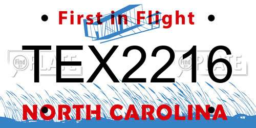 TEX2216 North Carolina License Plate