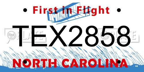 TEX2858 North Carolina License Plate