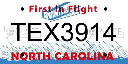 TEX3914 North Carolina License Plate
