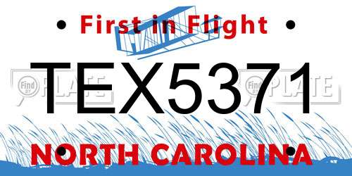 TEX5371 North Carolina License Plate