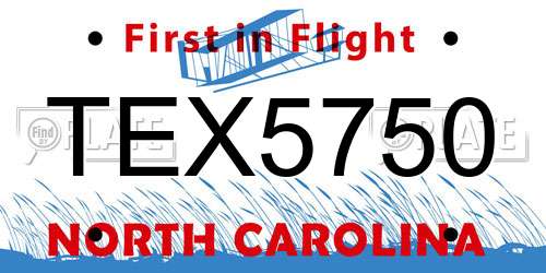 TEX5750 North Carolina License Plate