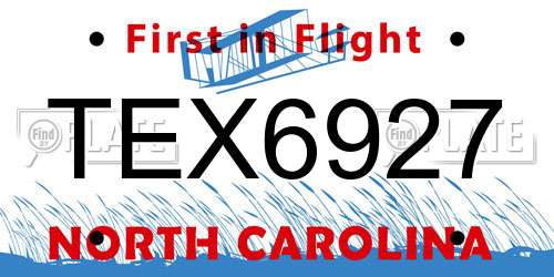 TEX6927 North Carolina License Plate