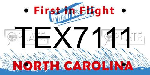 TEX7111 North Carolina License Plate