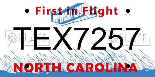 TEX7257 North Carolina License Plate