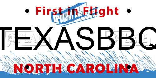 TEXASBBQ North Carolina License Plate