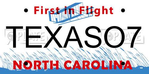 TEXASO7 North Carolina License Plate