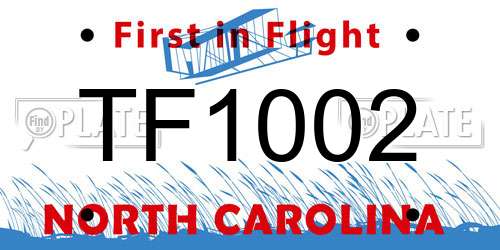 TF1002 North Carolina License Plate