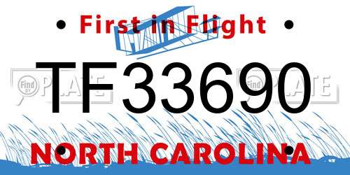 TF33690 North Carolina License Plate